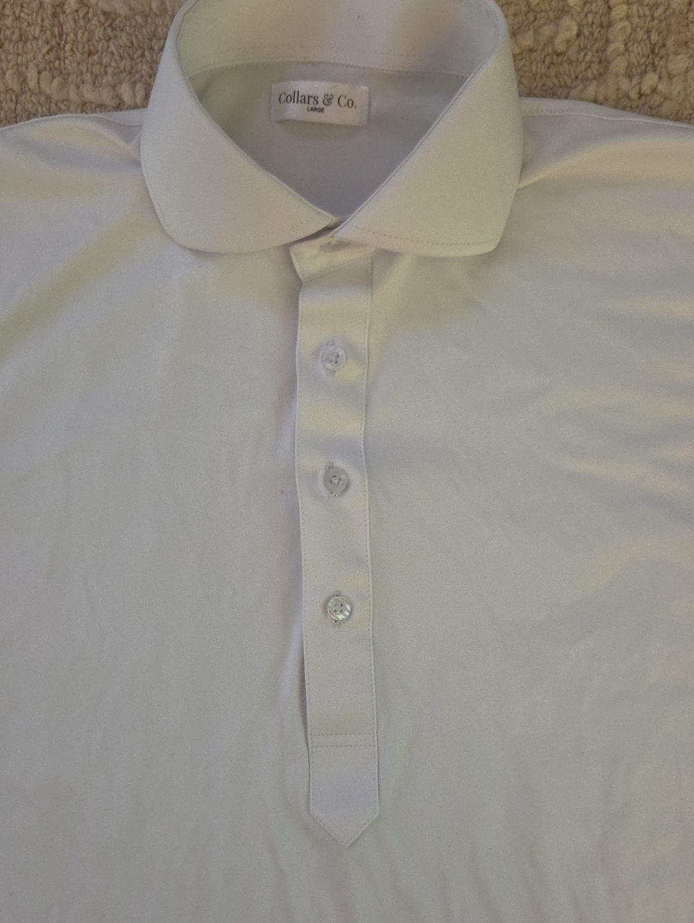 Collars & Co. Men's White Polo with Button Placket